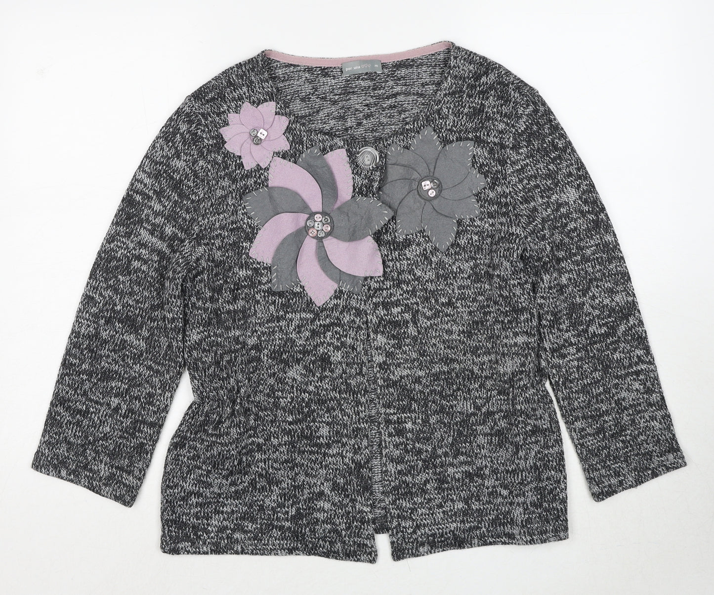 Per Una Womens Grey Round Neck Acrylic Pullover Jumper Size M