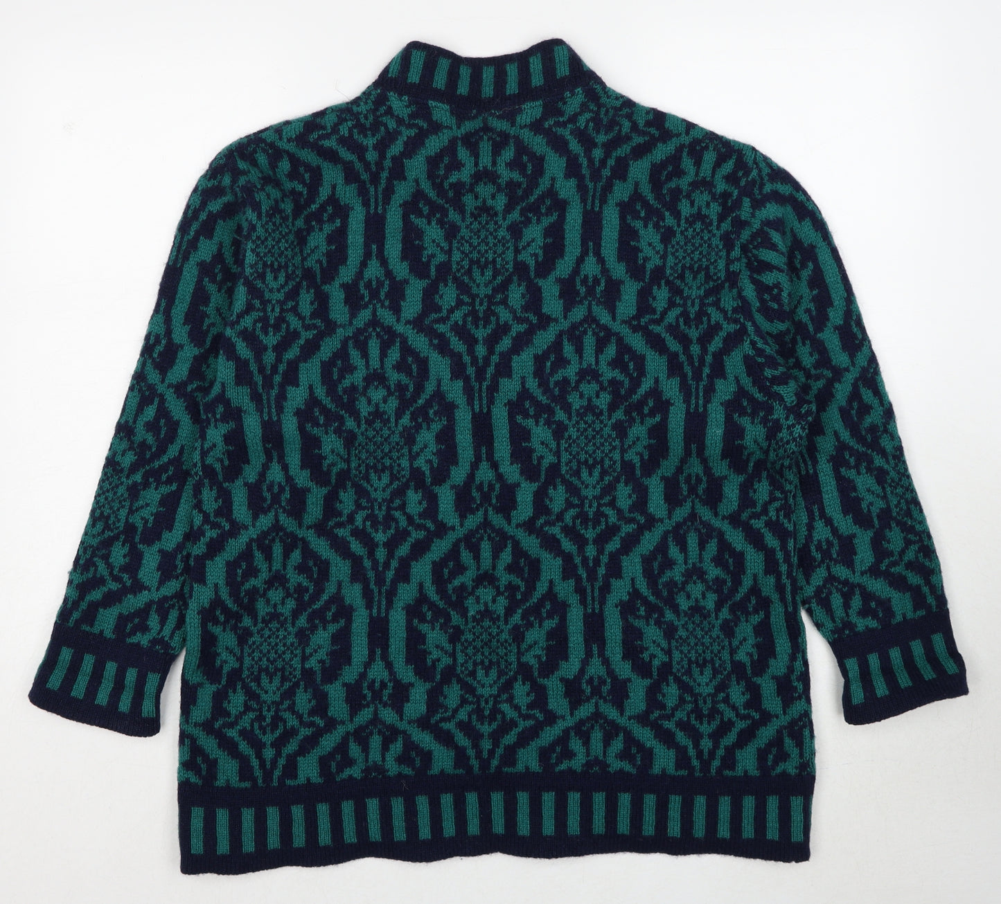 Laura Ashley Womens Green High Neck Geometric Wool Pullover Jumper Size S - Size S/M