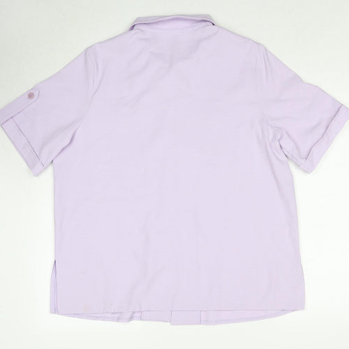 Classics Womens Purple Polyester Basic Button-Up Size 16 Collared