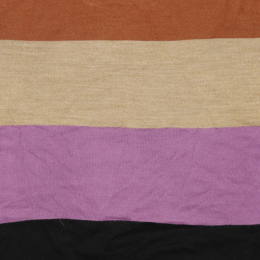 Marks and Spencer Womens Multicoloured Round Neck Striped Acrylic Pullover Jumper Size 14