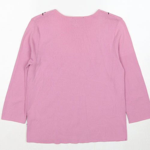 Casamia Womens Pink V-Neck Viscose Pullover Jumper Size S