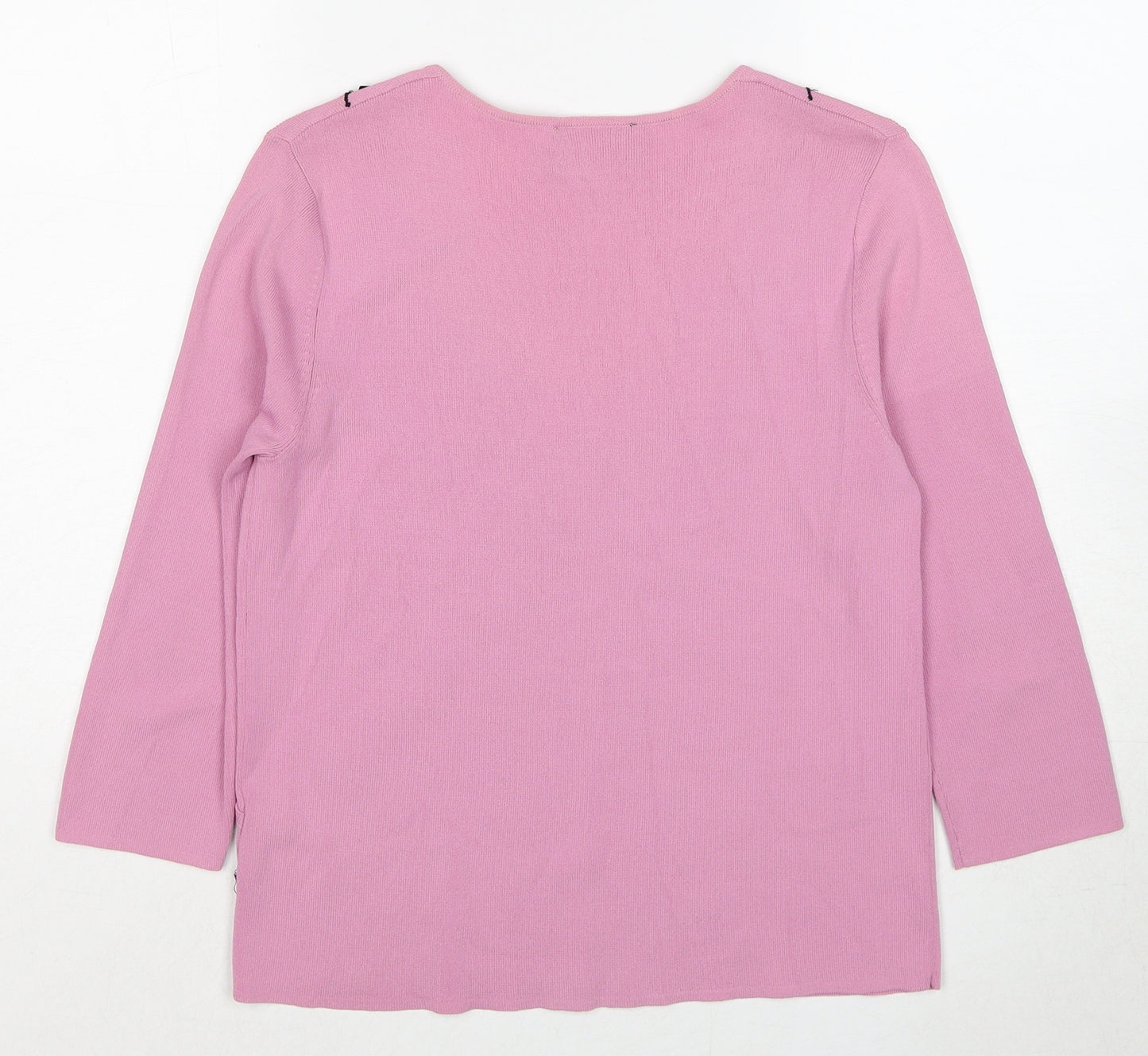 Casamia Womens Pink V-Neck Viscose Pullover Jumper Size S