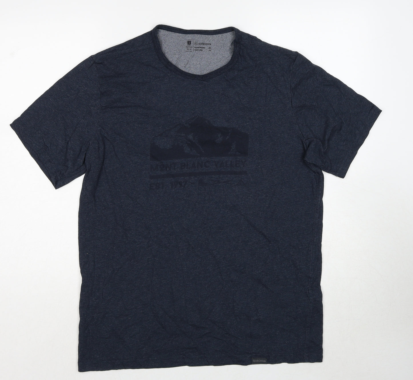DECATHLON Mens Blue Cotton T-Shirt Size XL Round Neck