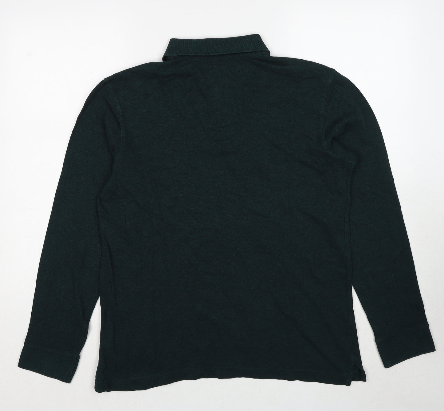 Marks and Spencer Mens Green Cotton Polo Size S Collared Pullover