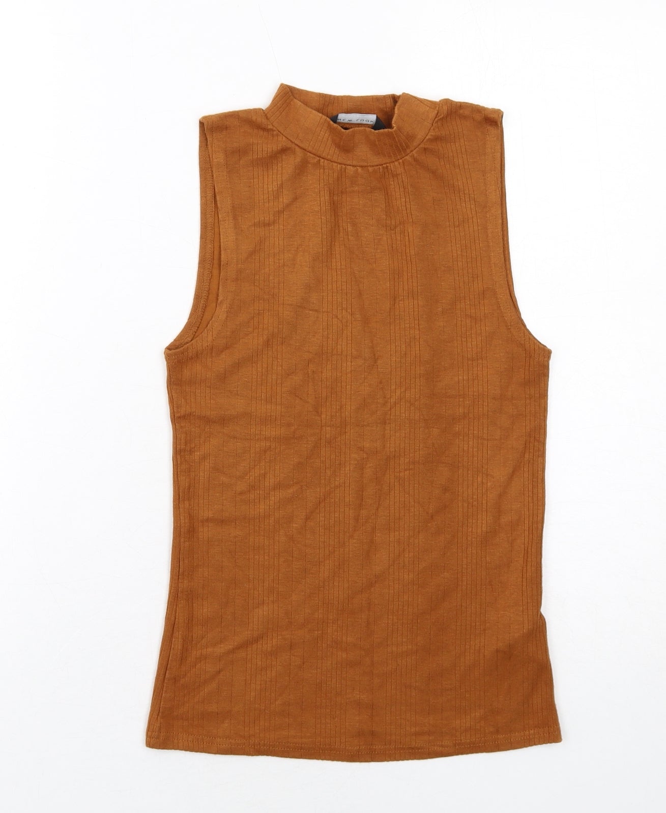 New Look Womens Brown Viscose Basic Tank Size 6 Mock Neck