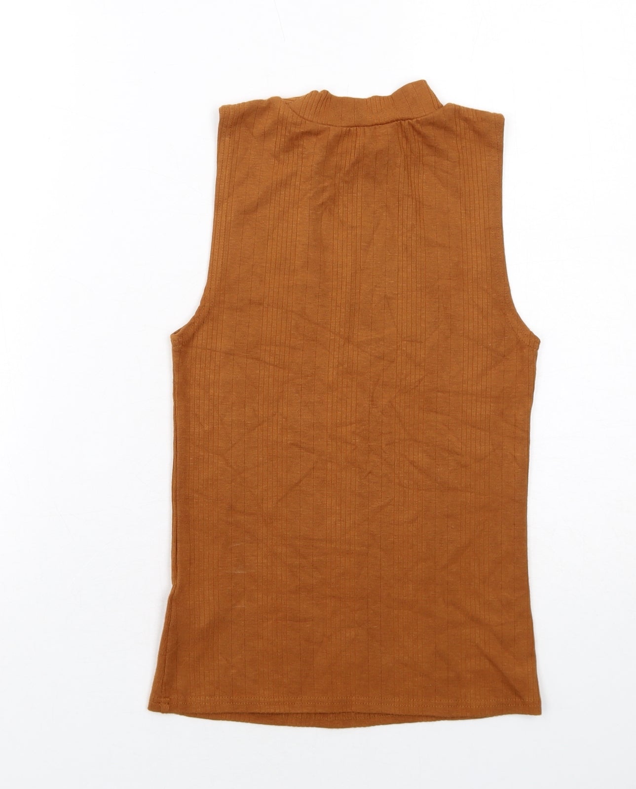 New Look Womens Brown Viscose Basic Tank Size 6 Mock Neck
