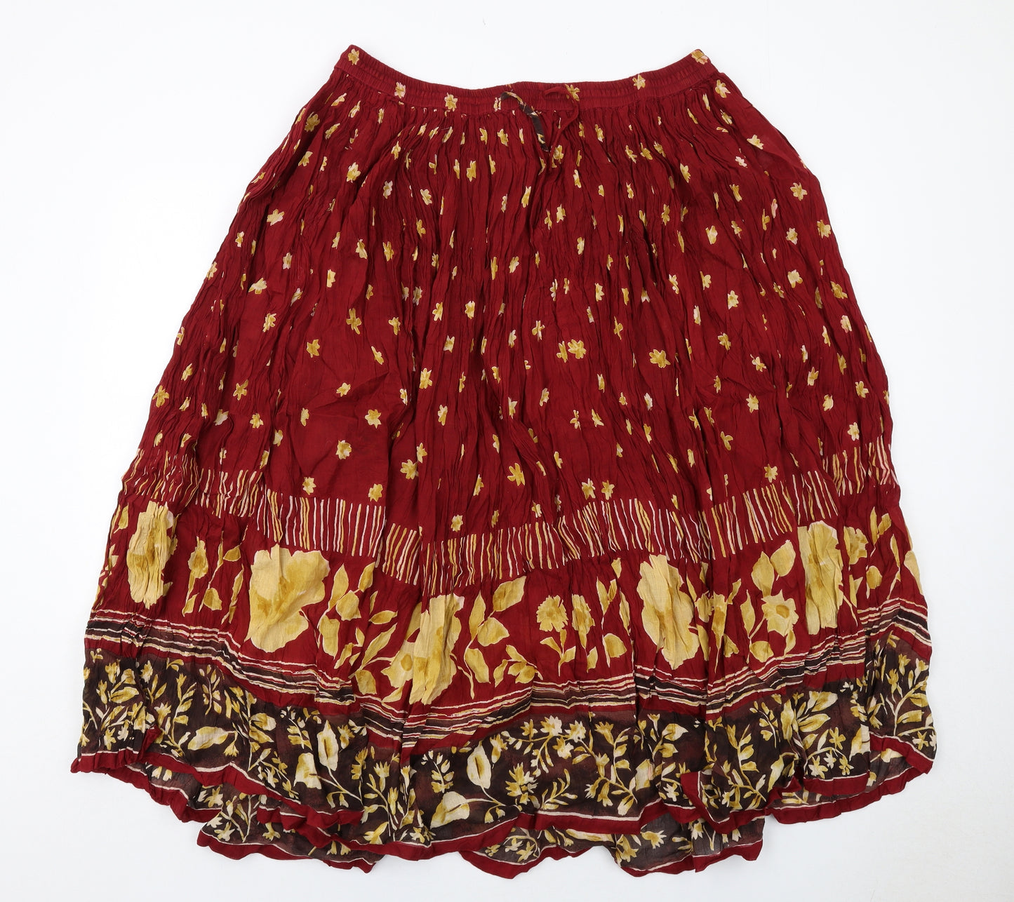 essence Womens Red Geometric Cotton Peasant Skirt Size 20 Drawstring