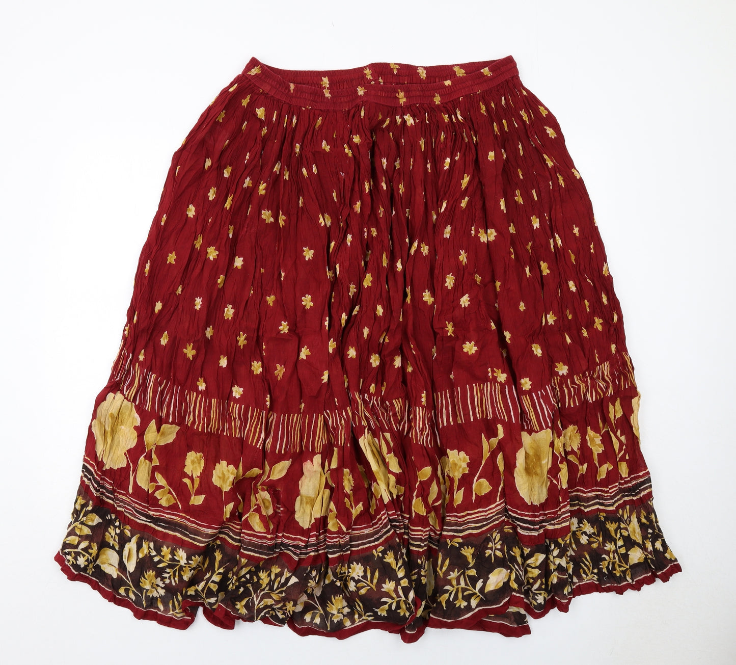 essence Womens Red Geometric Cotton Peasant Skirt Size 20 Drawstring