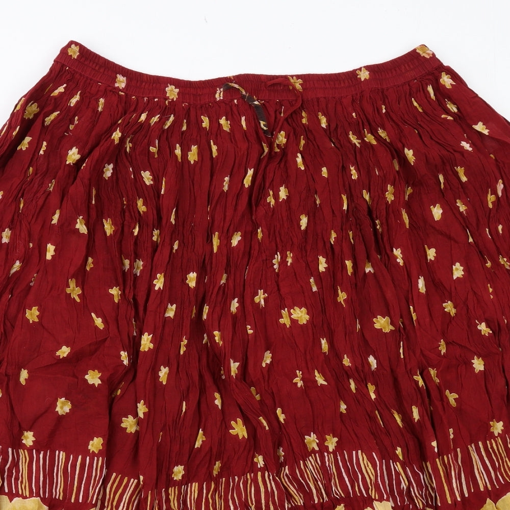 essence Womens Red Geometric Cotton Peasant Skirt Size 20 Drawstring