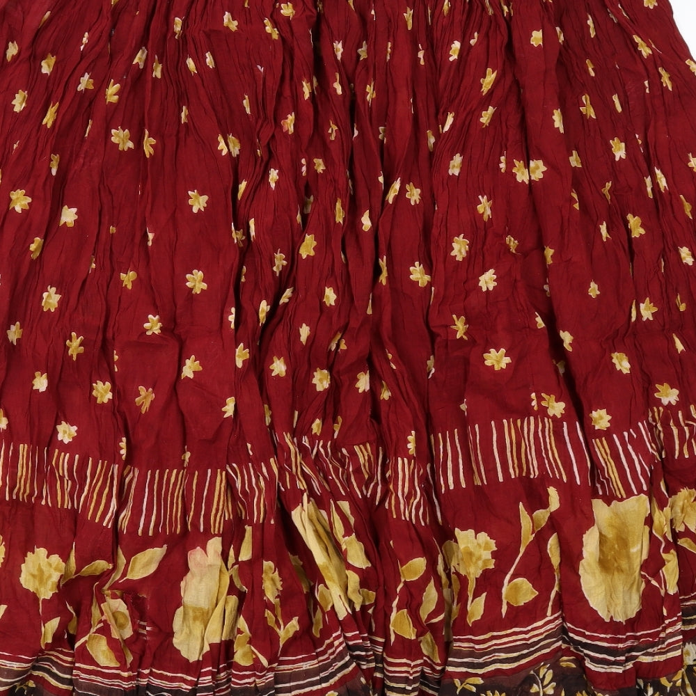 essence Womens Red Geometric Cotton Peasant Skirt Size 20 Drawstring
