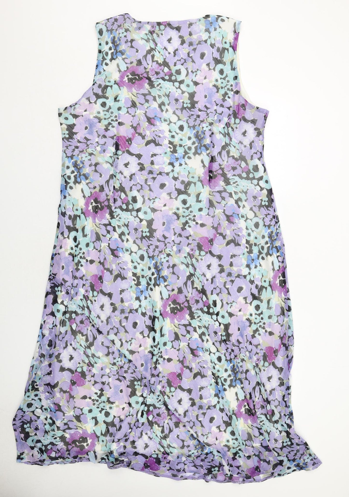 Bonmarché Womens Purple Floral Polyester A-Line Size 22 V-Neck Pullover