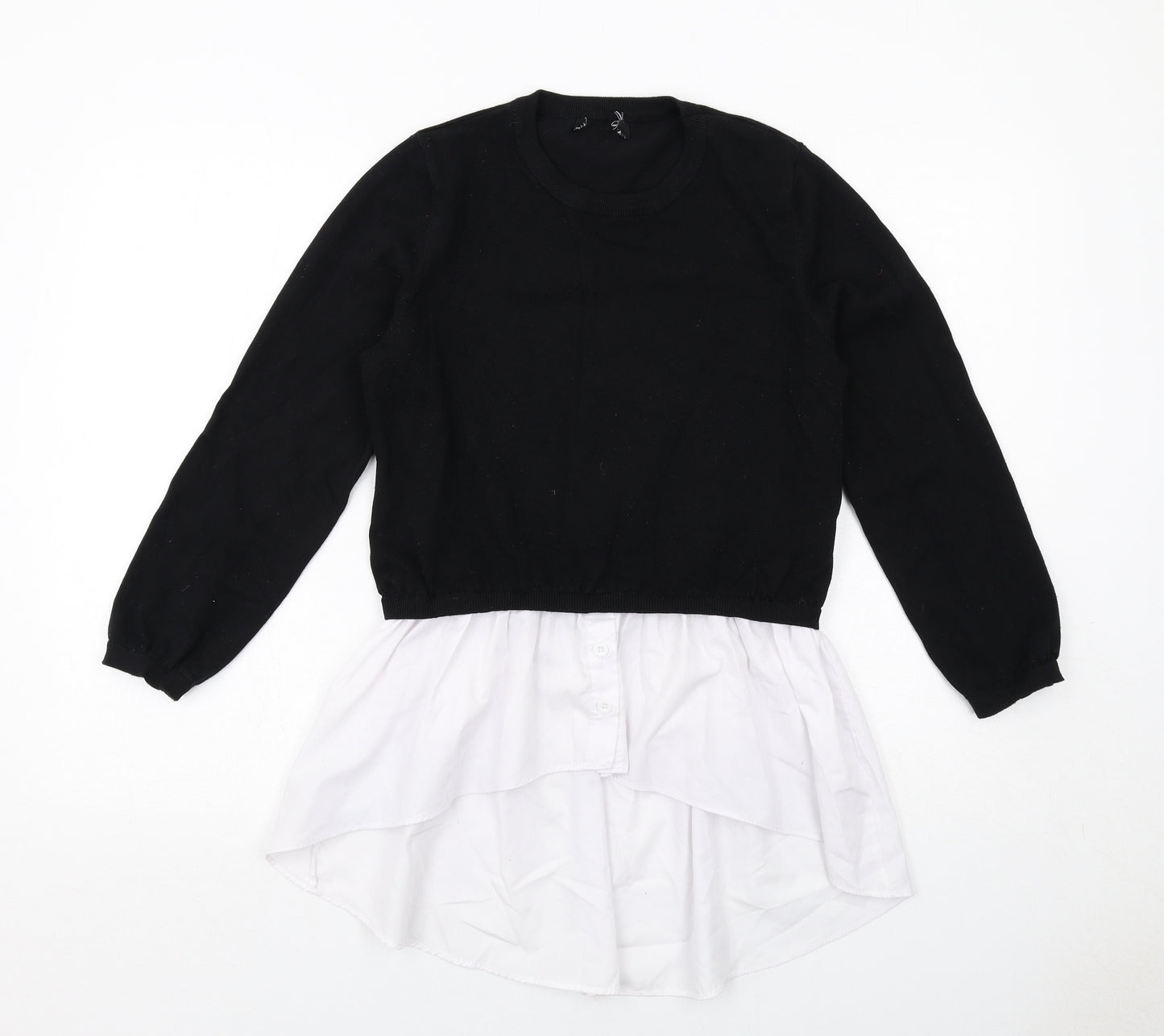 New Look Womens Black Round Neck Viscose Pullover Jumper Size M