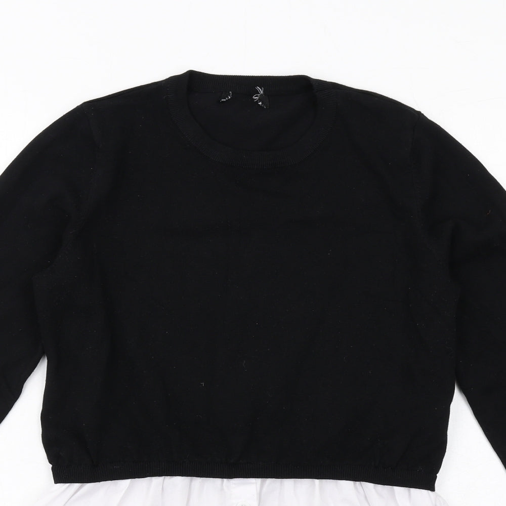 New Look Womens Black Round Neck Viscose Pullover Jumper Size M