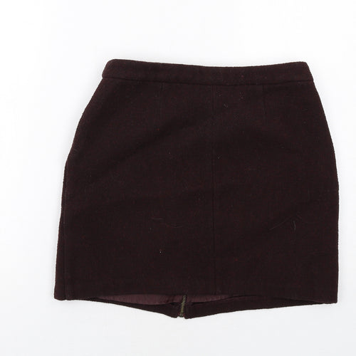 New Look Womens Purple Polyester A-Line Skirt Size 8 Zip