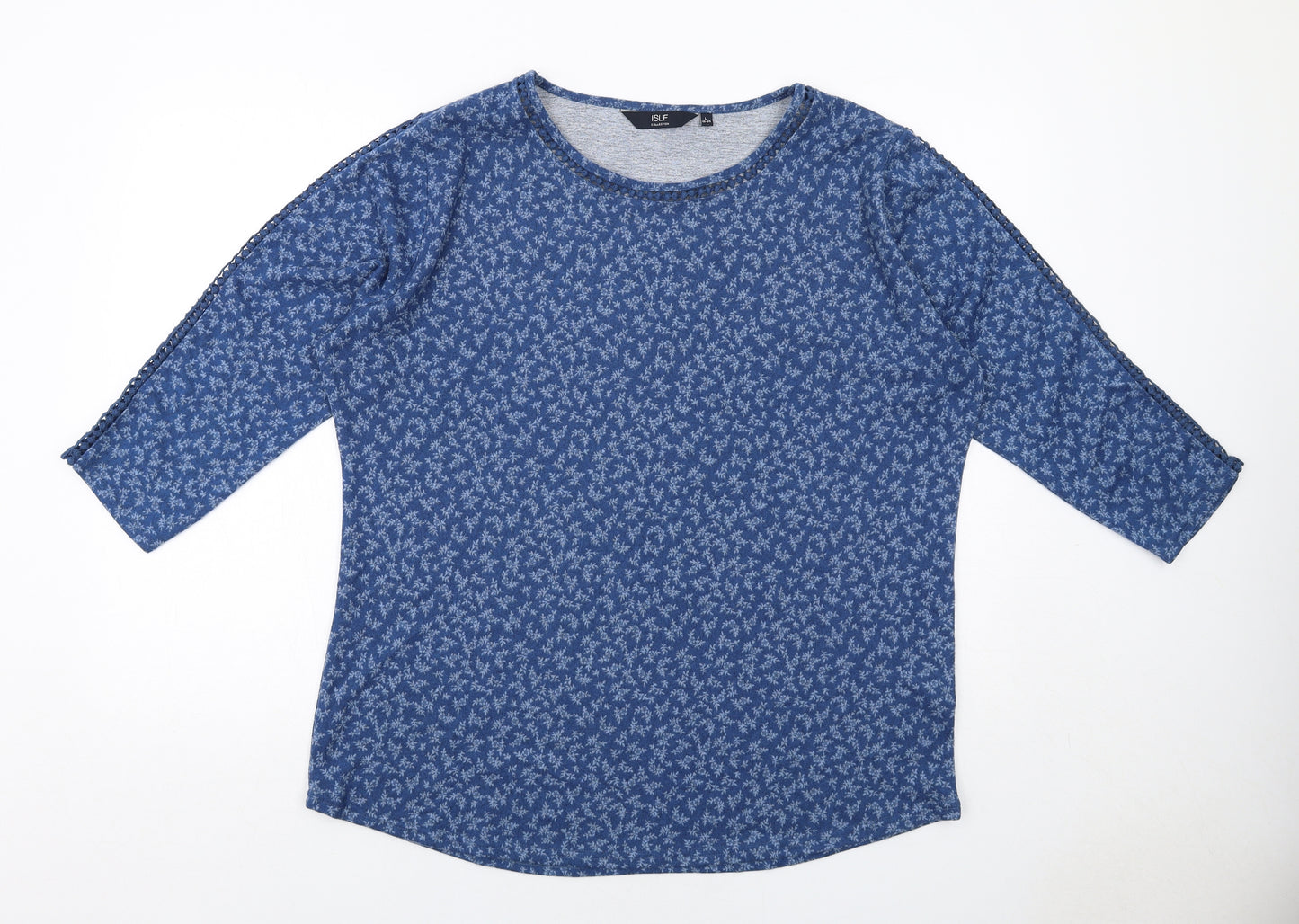 EWM Womens Blue Floral Polyester Basic T-Shirt Size 18 Round Neck - Size 18-20