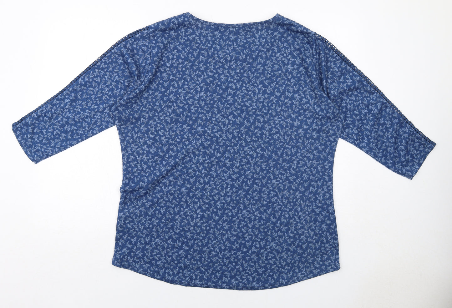 EWM Womens Blue Floral Polyester Basic T-Shirt Size 18 Round Neck - Size 18-20