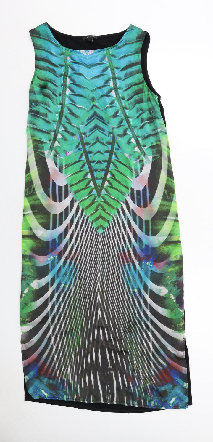 River Island Womens Multicoloured Geometric Polyester Tank Dress Size 8 Round Neck Pullover
