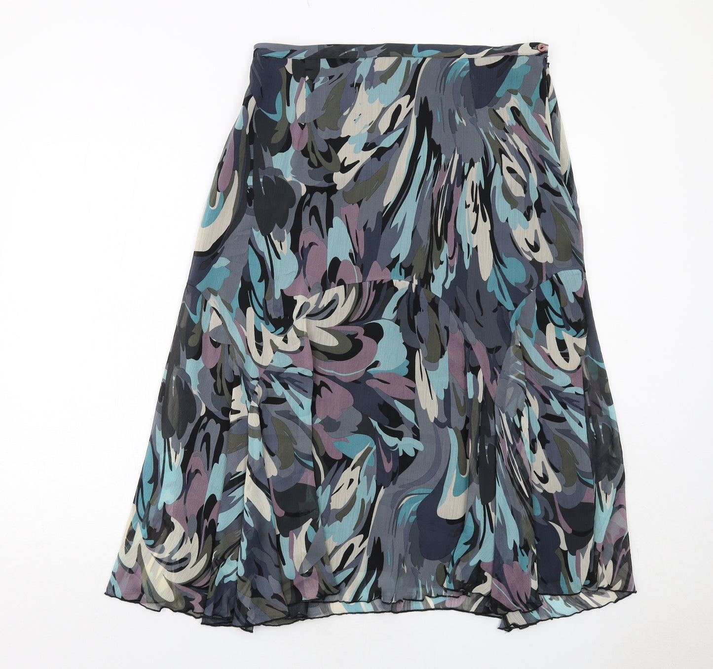 Marks and Spencer Womens Multicoloured Geometric Polyester Swing Skirt Size 14 Zip