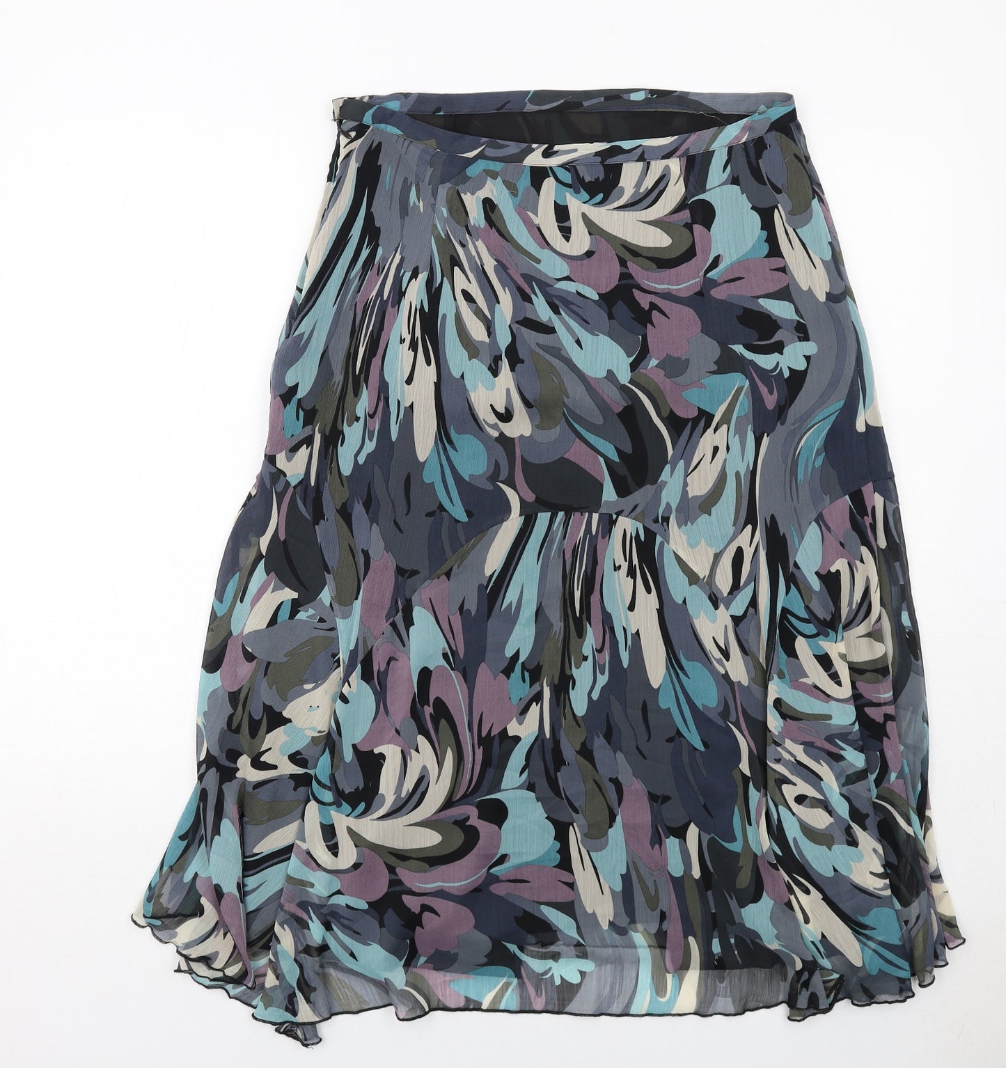 Marks and Spencer Womens Multicoloured Geometric Polyester Swing Skirt Size 14 Zip