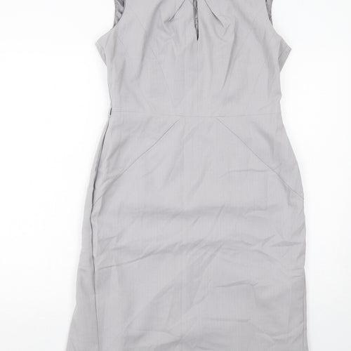 NEXT Womens Grey Polyester Shift Size 12 Round Neck Zip