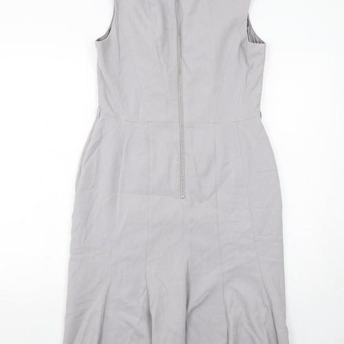 NEXT Womens Grey Polyester Shift Size 12 Round Neck Zip