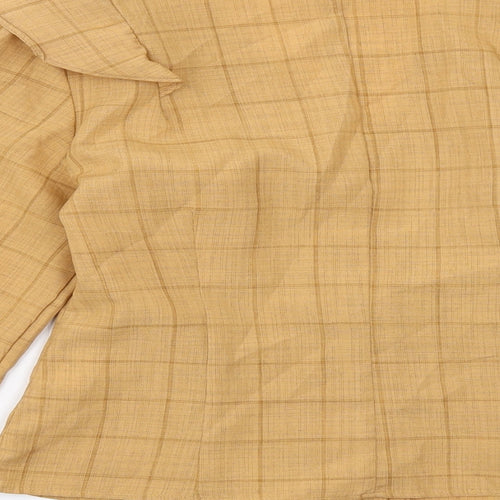 Boohoo Womens Beige Check Polyester Basic Button-Up Size 6 V-Neck