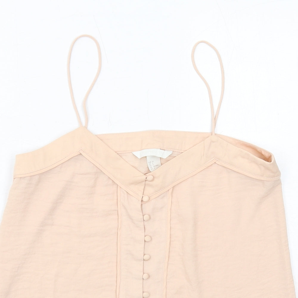 H&M Womens Pink Polyester Camisole Tank Size 6 V-Neck