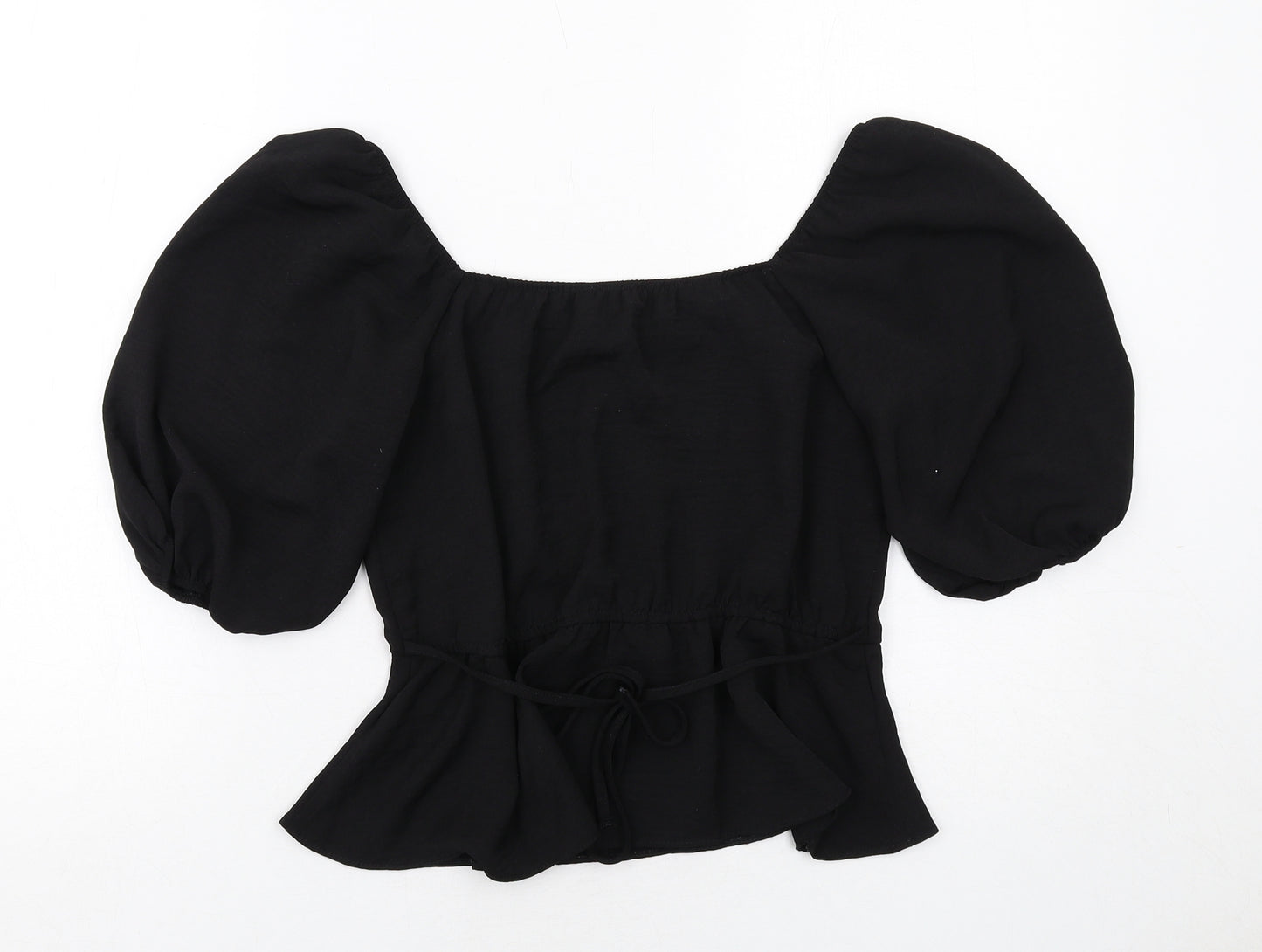 New Look Womens Black Polyester Basic Blouse Size 10 Square Neck