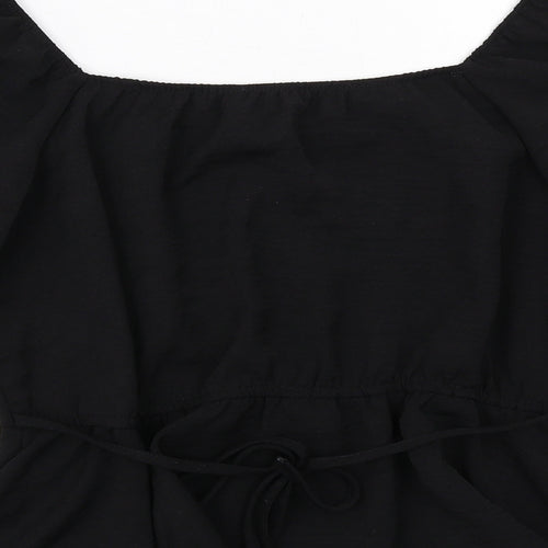New Look Womens Black Polyester Basic Blouse Size 10 Square Neck