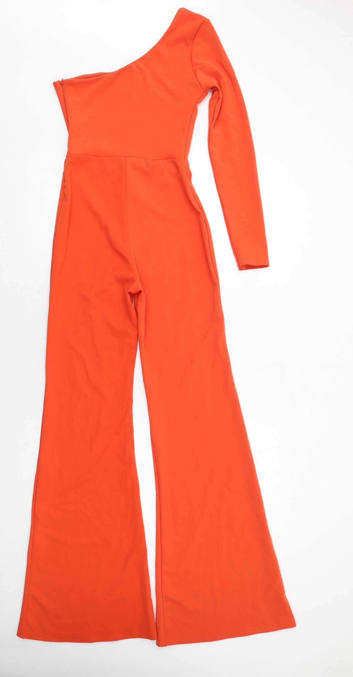 Club L Womens Orange Polyester Jumpsuit One-Piece Size 8 Zip