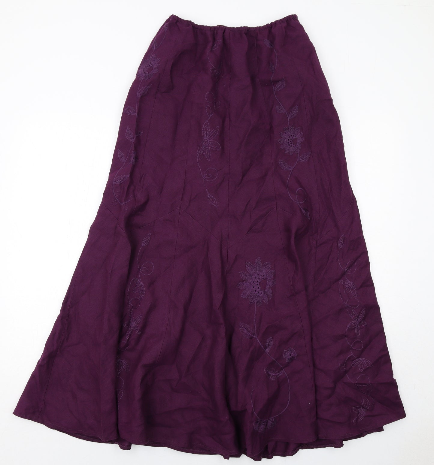Per Una Womens Purple Floral Linen Maxi Skirt Size 14 Zip