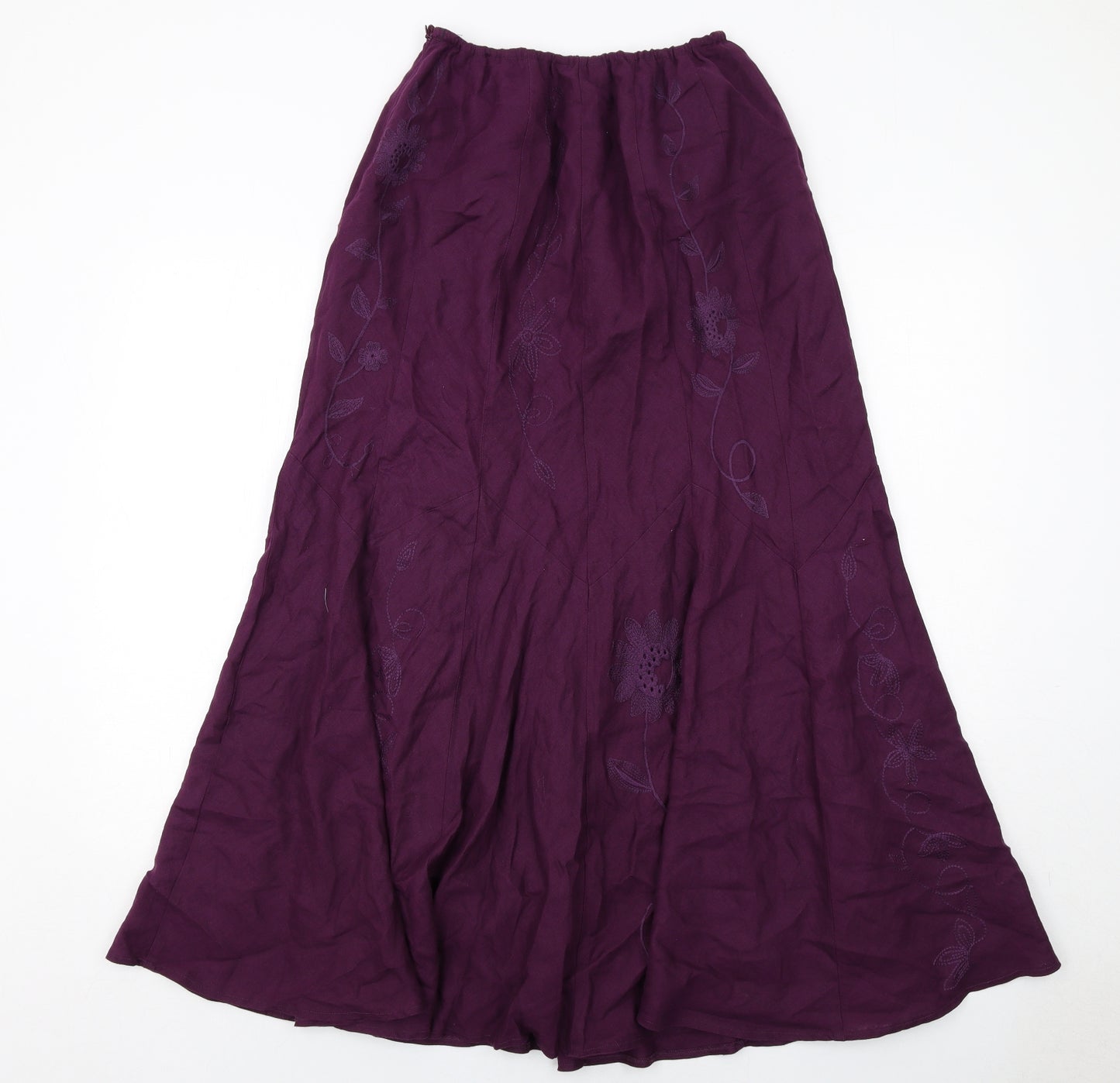 Per Una Womens Purple Floral Linen Maxi Skirt Size 14 Zip