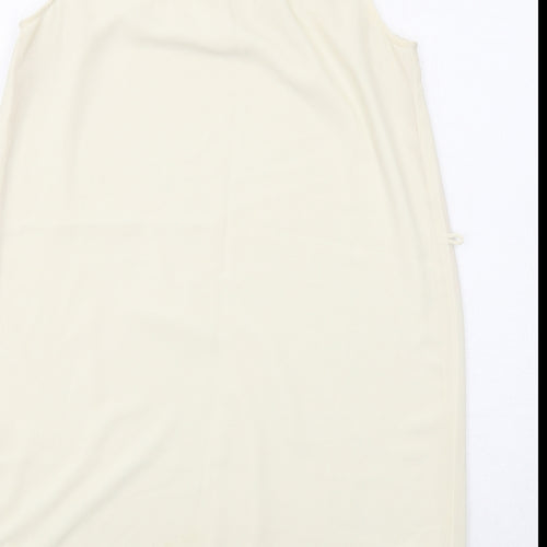 FOREVER 21 Womens Ivory Polyester Shift Size S Boat Neck Button - Crocheted Lace Detail