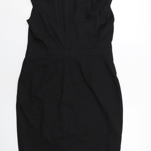 NEXT Womens Black Polyester Pencil Dress Size 14 V-Neck Zip - Wrap Front Detail