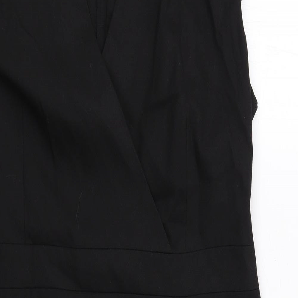 NEXT Womens Black Polyester Pencil Dress Size 14 V-Neck Zip - Wrap Front Detail