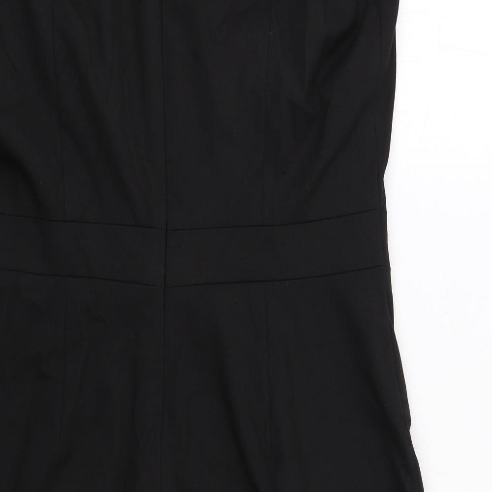 NEXT Womens Black Polyester Pencil Dress Size 14 V-Neck Zip - Wrap Front Detail