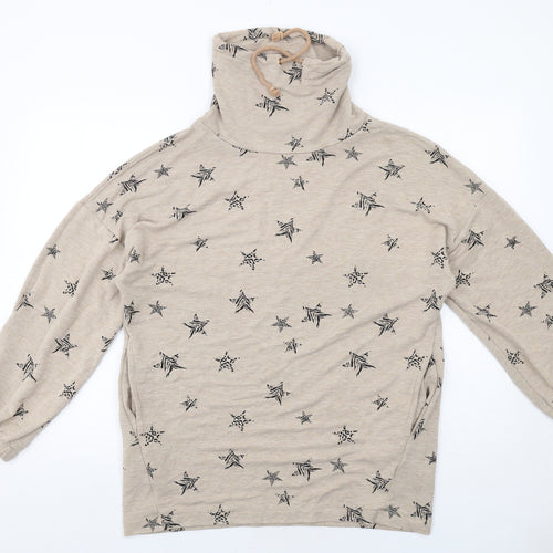 Marks and Spencer Womens Beige Geometric Viscose Pullover Sweatshirt Size 12 Pullover - Star Pattern