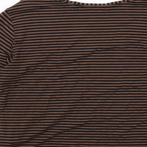Betty Barclay Womens Brown Striped Viscose Basic Blouse Size 16 Round Neck