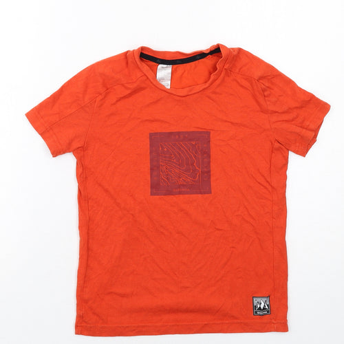 DECATHLON Boys Orange Cotton Pullover T-Shirt Size 5-6 Years Round Neck Pullover