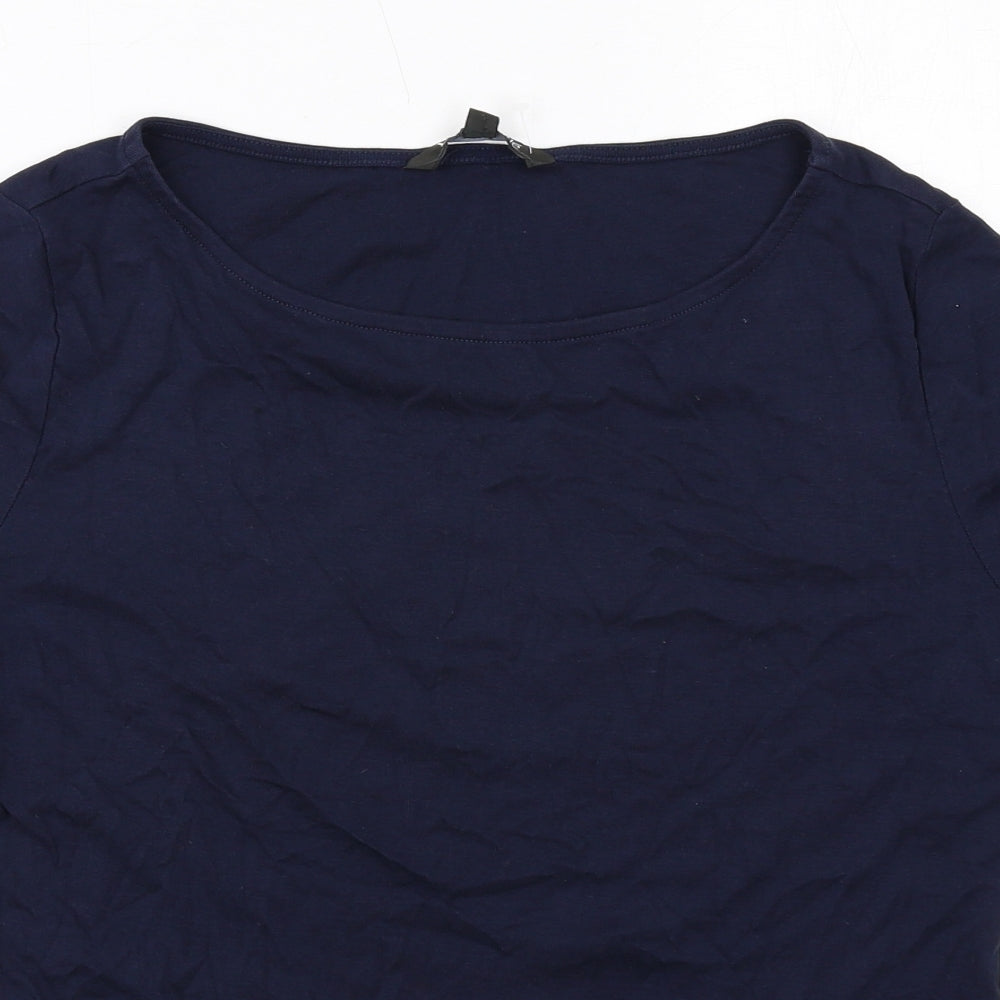 Bonmarché Womens Blue Cotton Basic T-Shirt Size 14 Round Neck