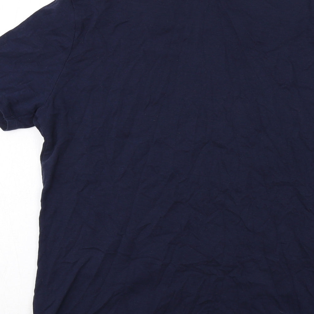 Bonmarché Womens Blue Cotton Basic T-Shirt Size 14 Round Neck