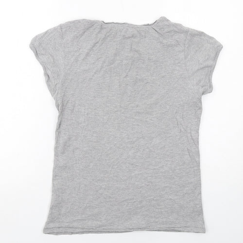 ELLE Womens Grey Cotton Basic T-Shirt Size L Round Neck - Elle sport