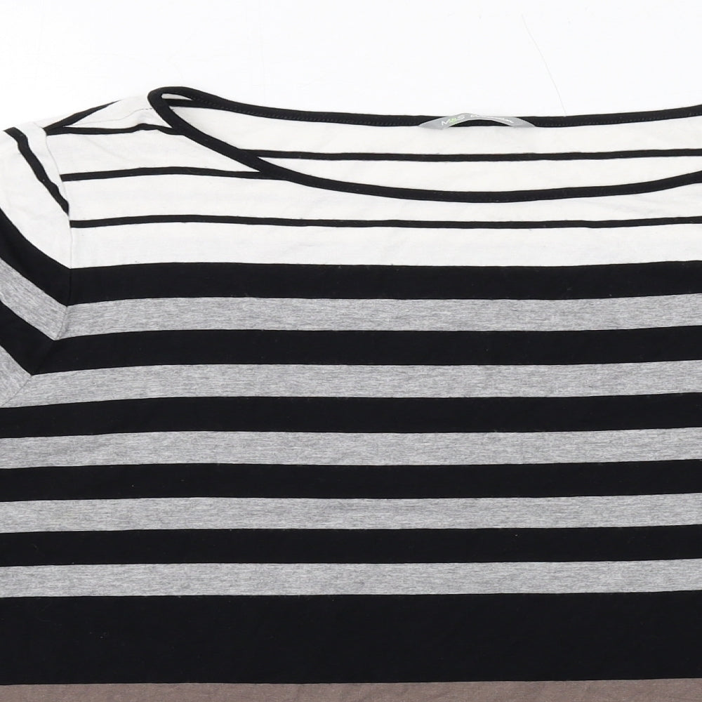Marks and Spencer Womens Brown Striped Viscose Basic T-Shirt Size 20 Boat Neck