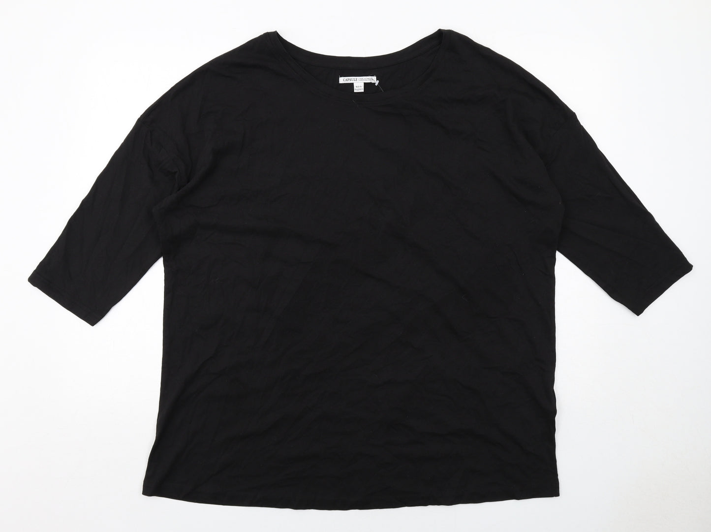 Capsule Womens Black Cotton Basic T-Shirt Size 20 Boat Neck