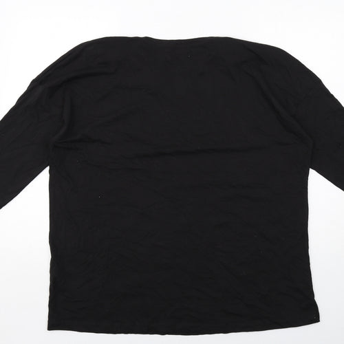 Capsule Womens Black Cotton Basic T-Shirt Size 20 Boat Neck