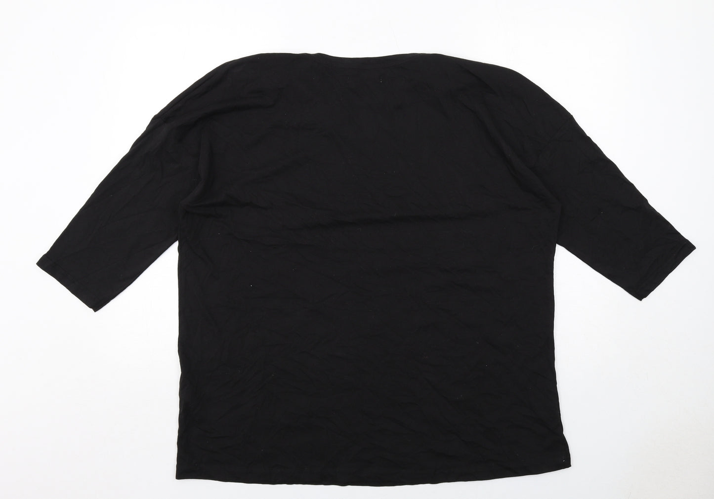 Capsule Womens Black Cotton Basic T-Shirt Size 20 Boat Neck