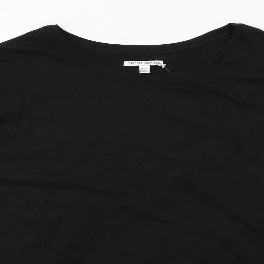 Capsule Womens Black Cotton Basic T-Shirt Size 20 Boat Neck