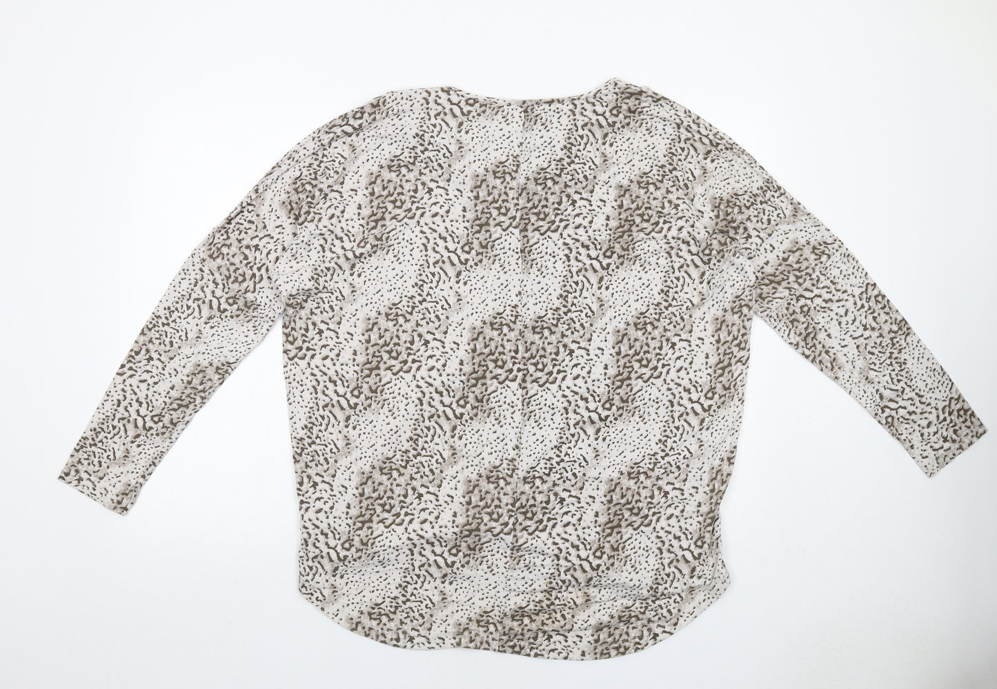 NEXT Womens Beige Animal Print Viscose Basic Blouse Size XL V-Neck