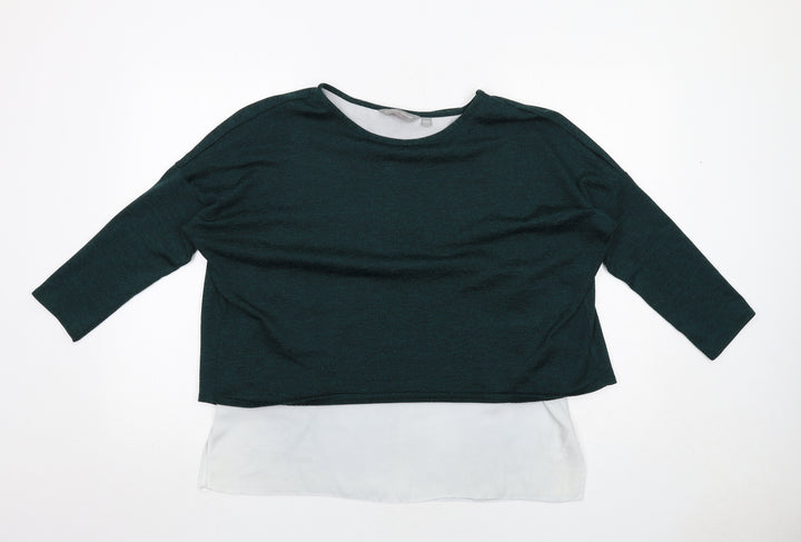 Dorothy Perkins Womens Green Polyester Basic Blouse Size 14 Boat Neck - Layered