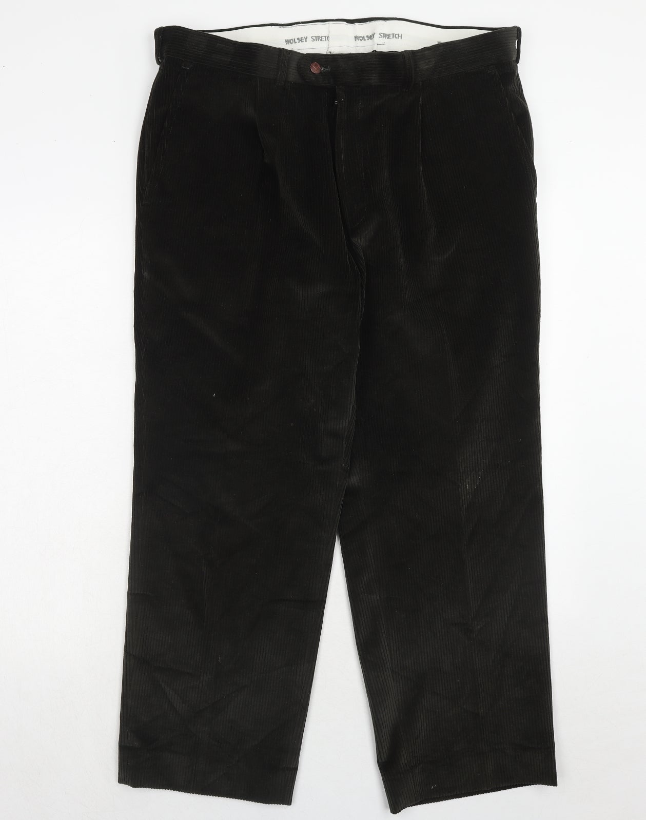 Wolsey Mens Green Cotton Trousers Size 36 in L29 in Regular Zip